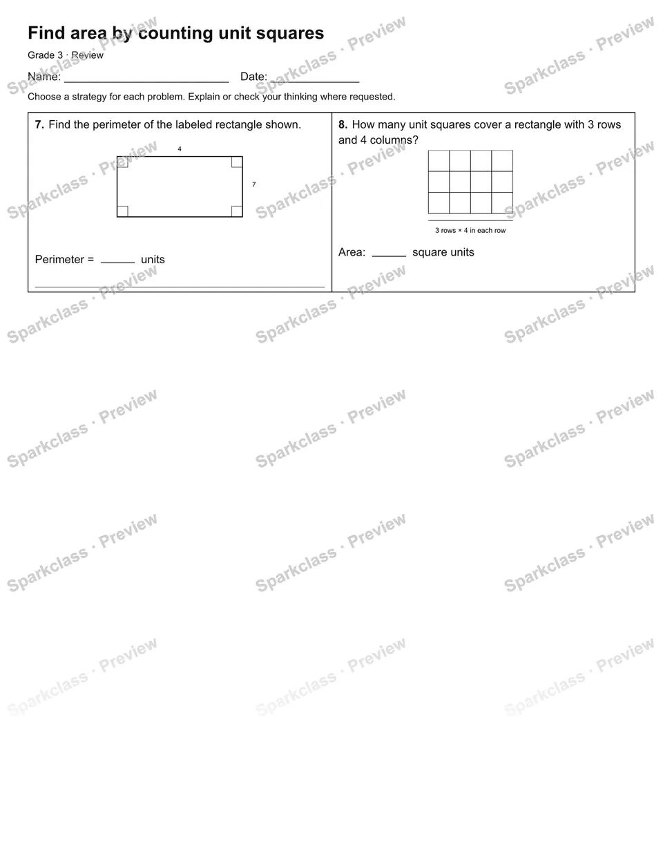 Find area by counting unit squares — Review — page 2