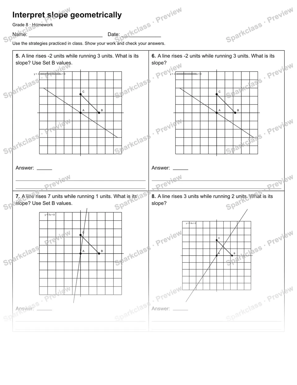 Interpret slope geometrically — Homework — page 2