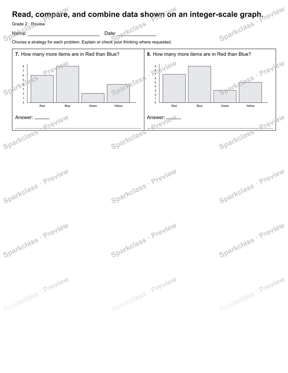 Read, compare, and combine data shown on an integer-scale graph. — Review — page 2
