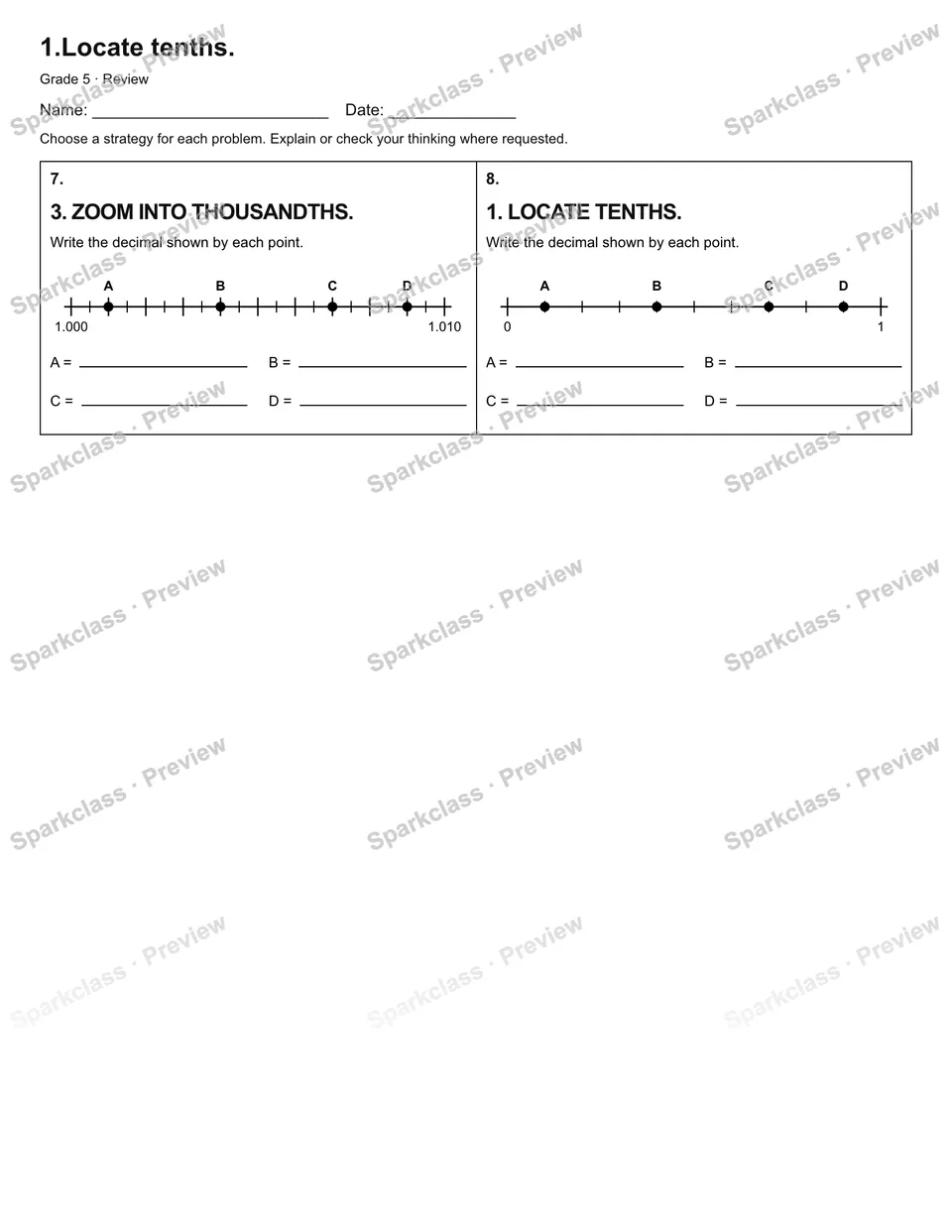 1.Locate tenths. — Review — page 2