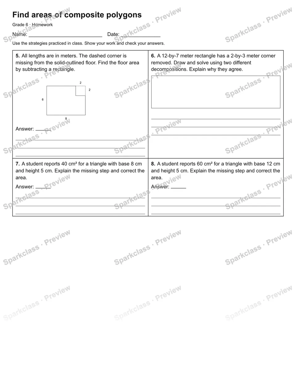 Find areas of composite polygons — Homework — page 2