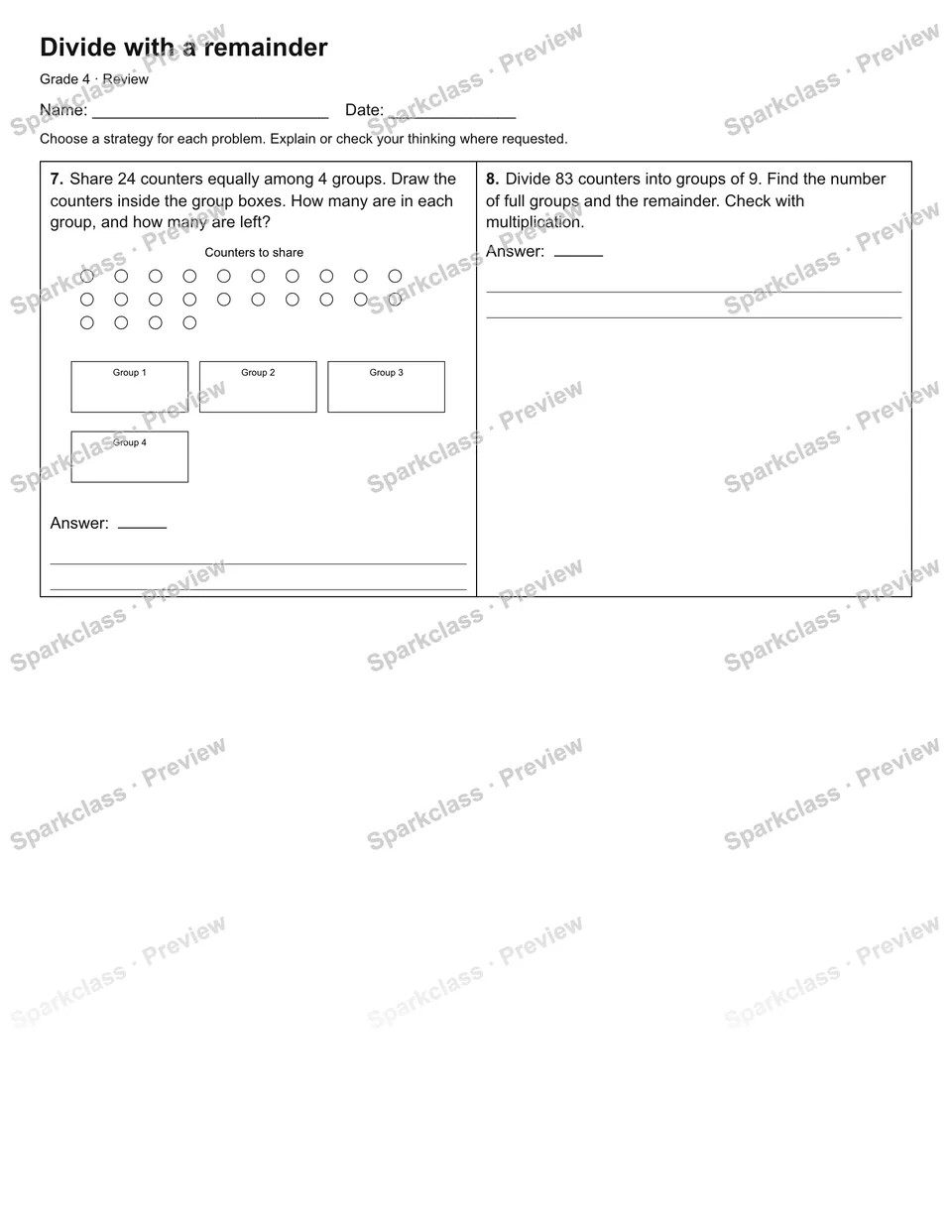 Divide with a remainder — Review — page 2