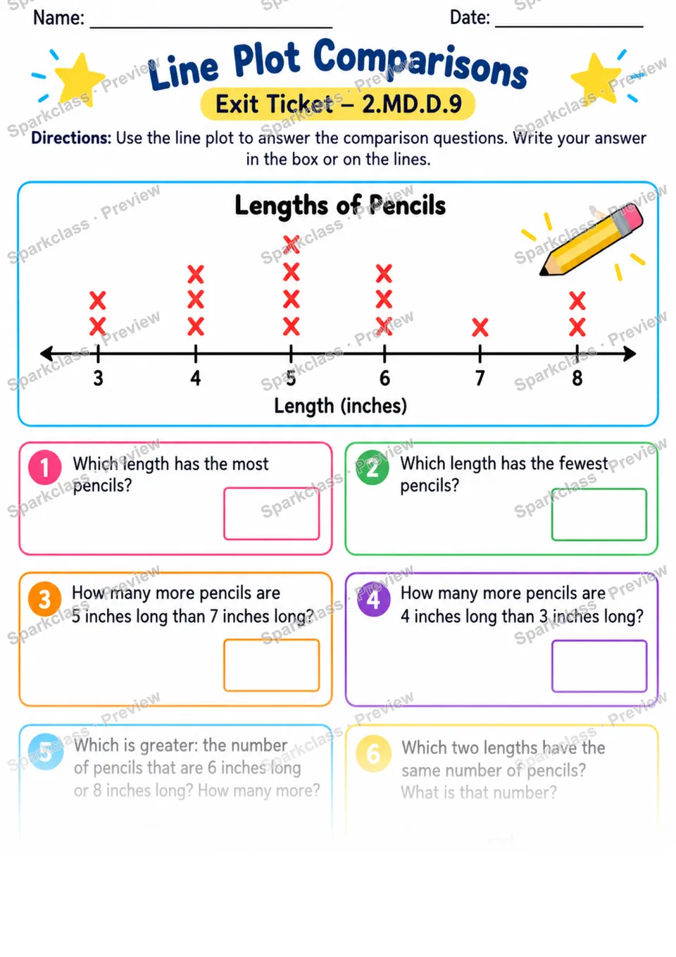 2.MD.D.9 · Line Plot Exit — Grade 2 worksheet preview