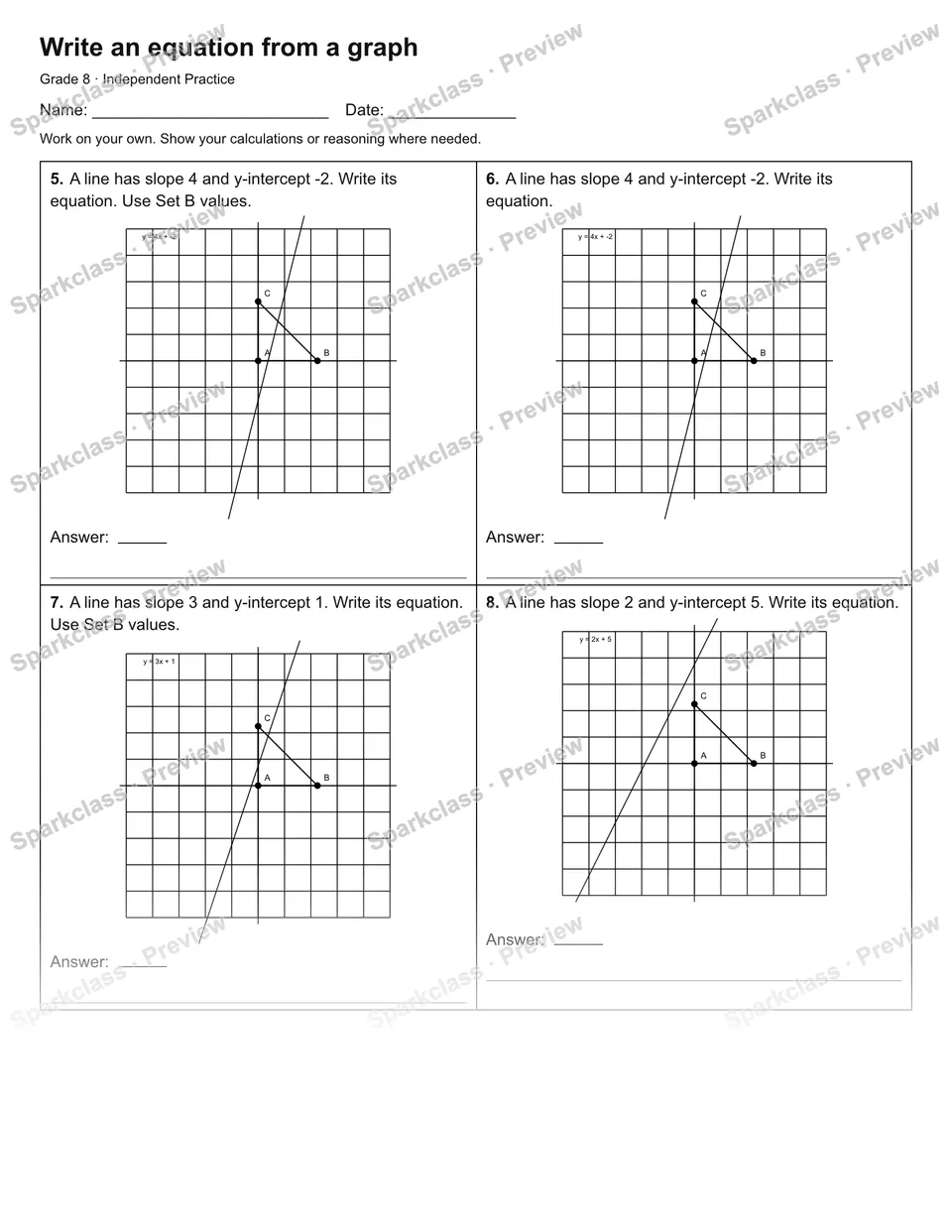 Write an equation from a graph — Independent Practice — page 2