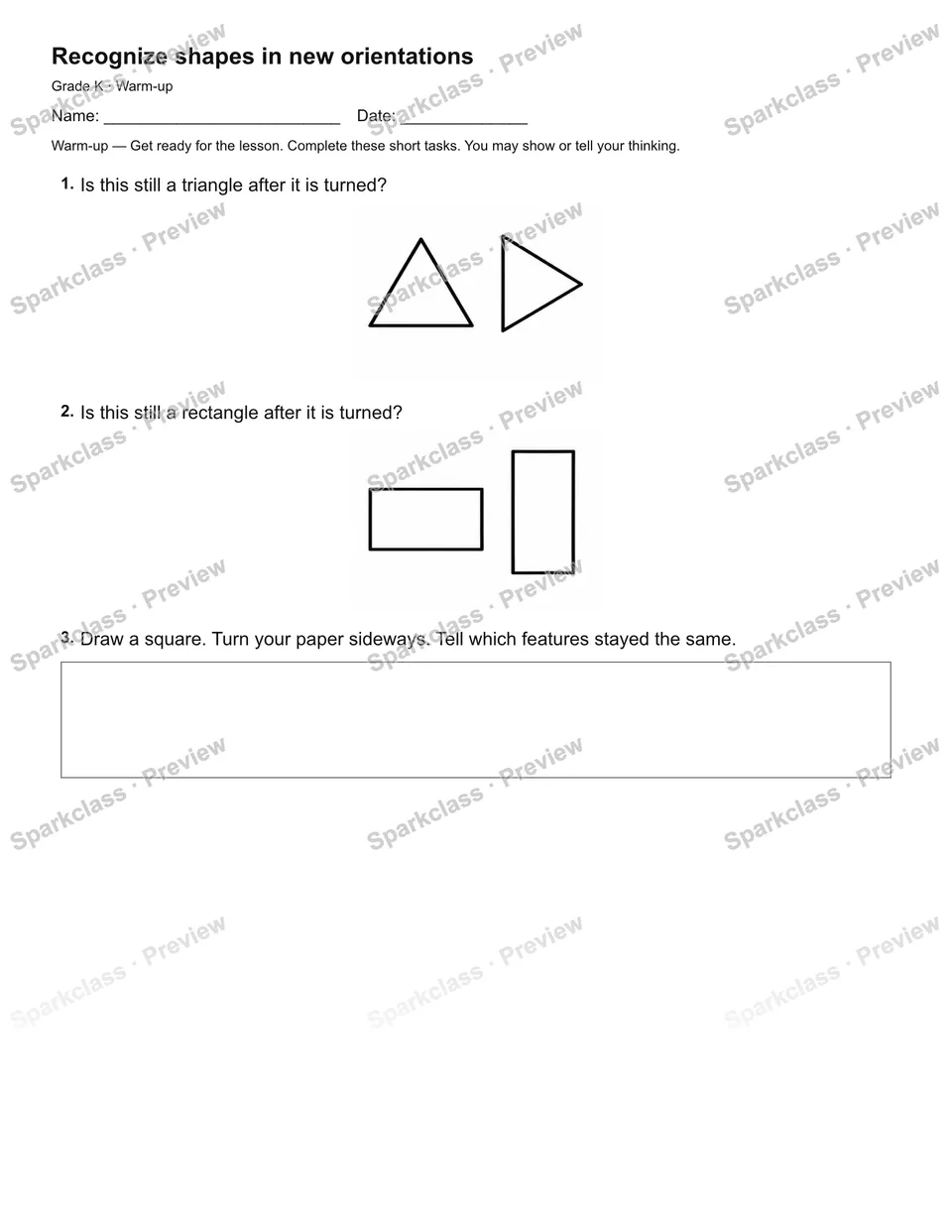 Recognize shapes in new orientations — Warm-up — page 2