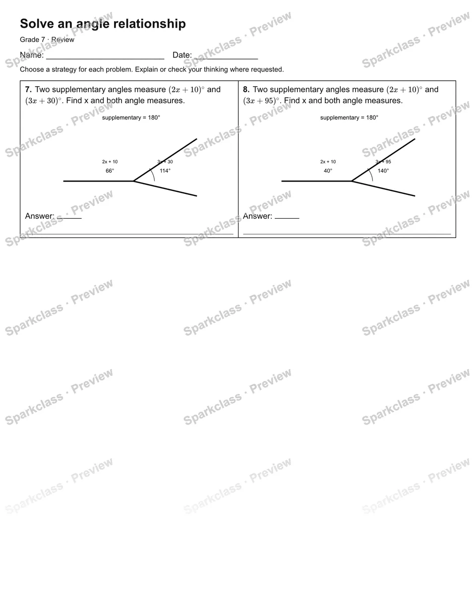 Solve an angle relationship — Review — page 2