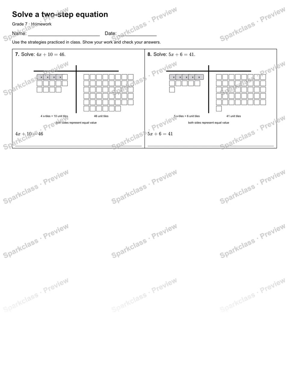 Solve a two-step equation — Homework — page 2