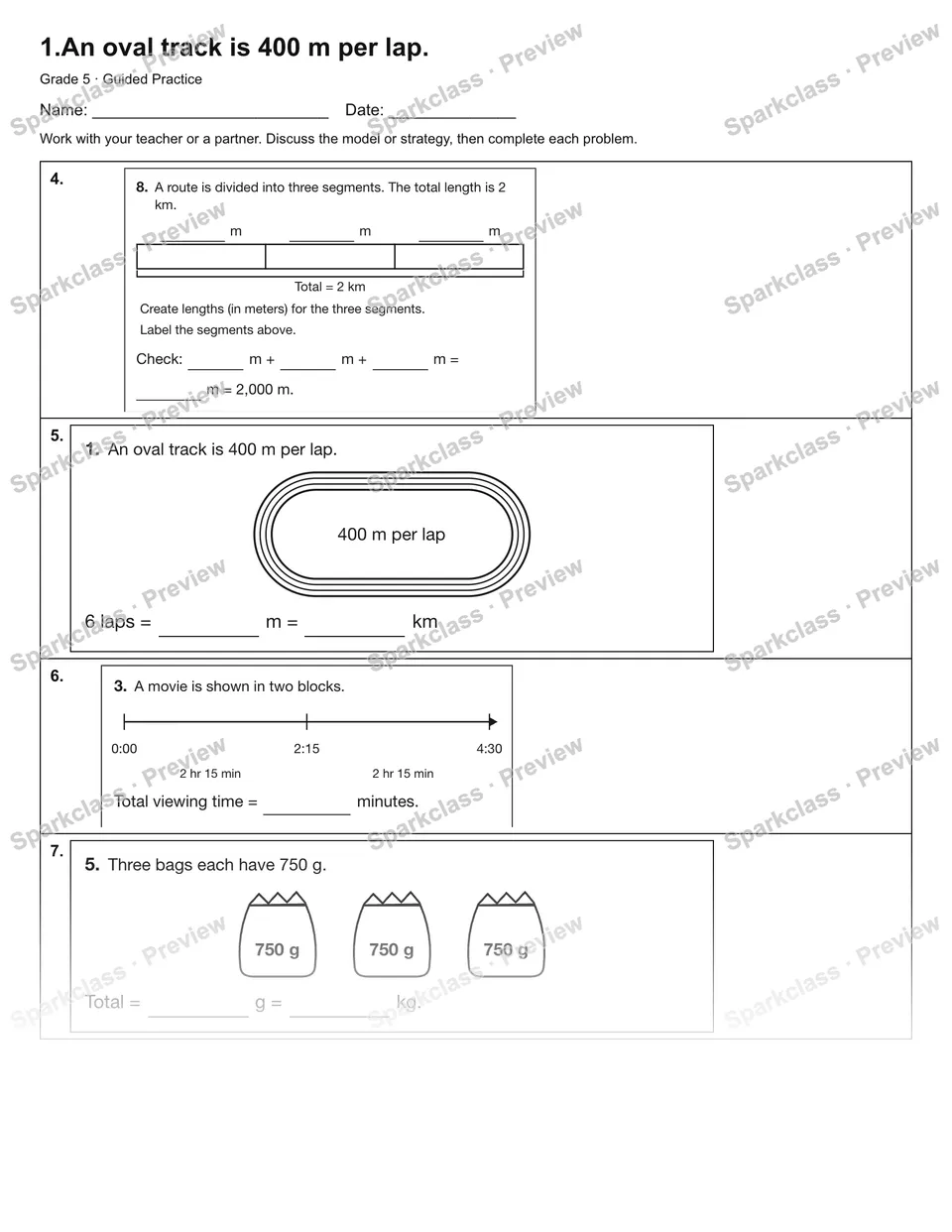 1.An oval track is 400 m per lap. — Guided Practice — page 2