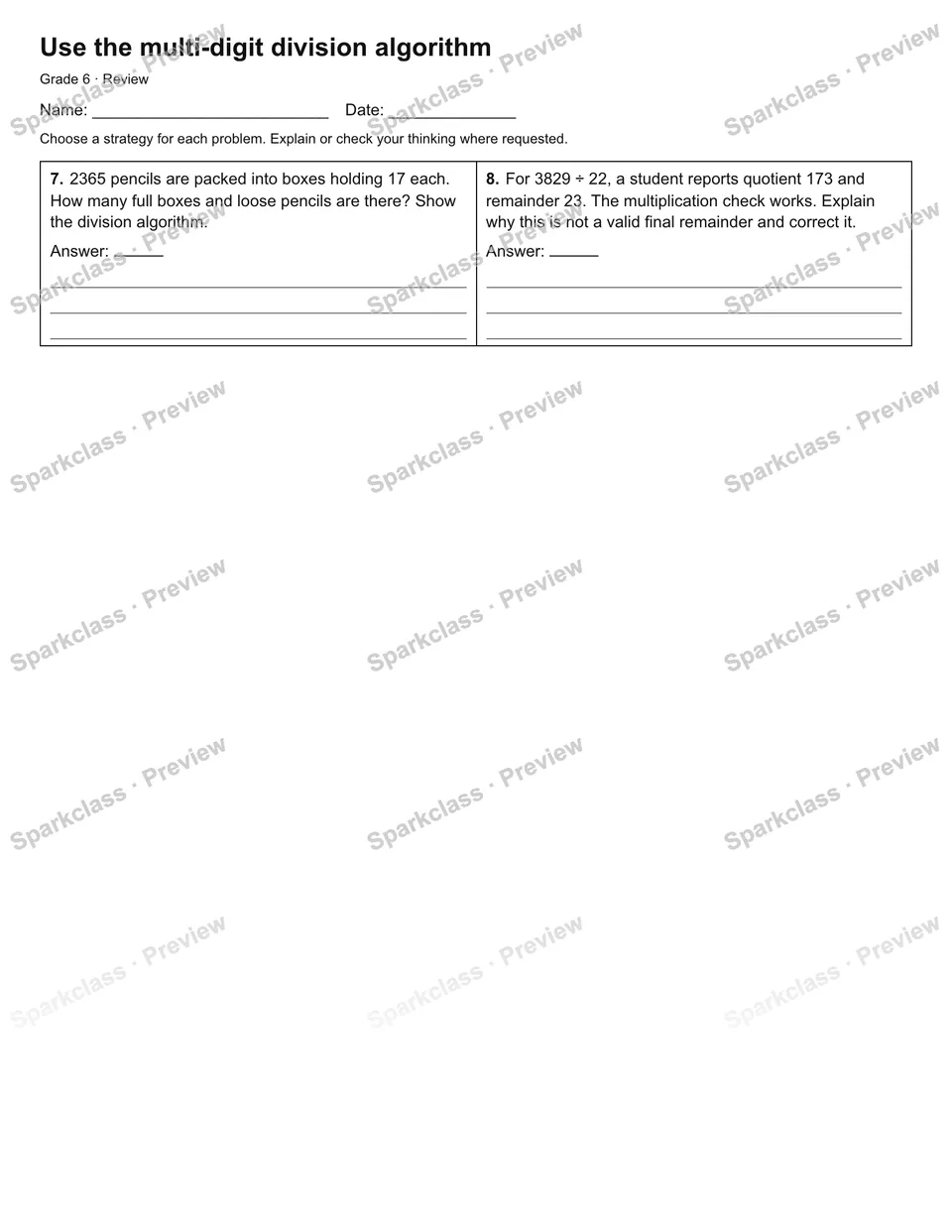 Use the multi-digit division algorithm — Review — page 2