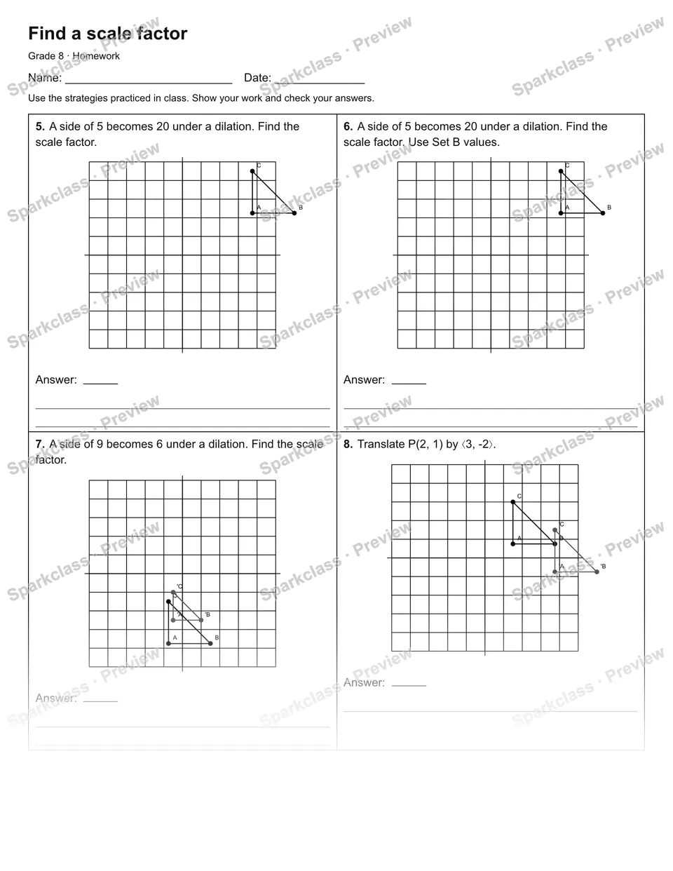 Find a scale factor — Homework — page 2