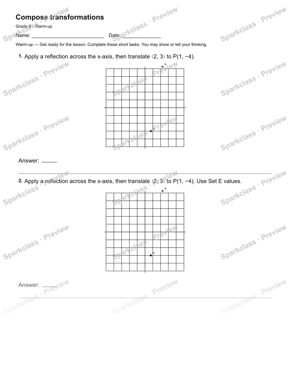 Compose transformations — Warm-up — page 2