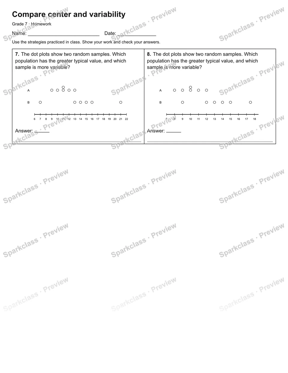 Compare center and variability — Homework — page 2
