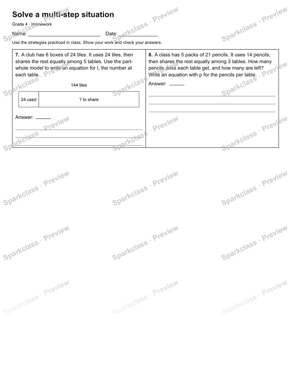 Solve a multi-step situation — Homework — page 2