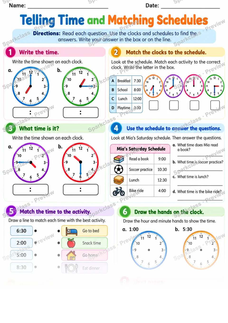 2.MD.C.7 · Time Review — Grade 2 worksheet preview