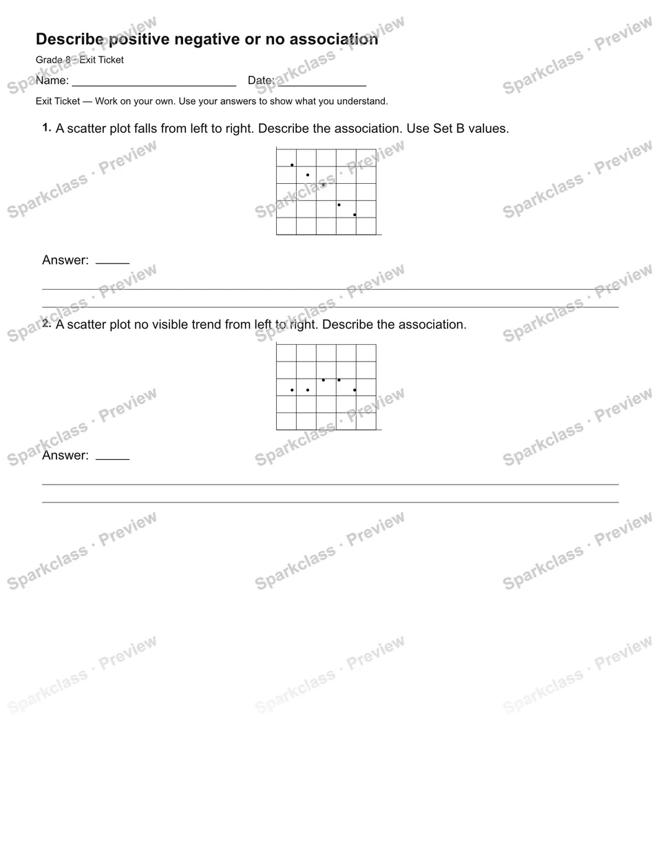 Describe positive negative or no association — Exit Ticket — page 2