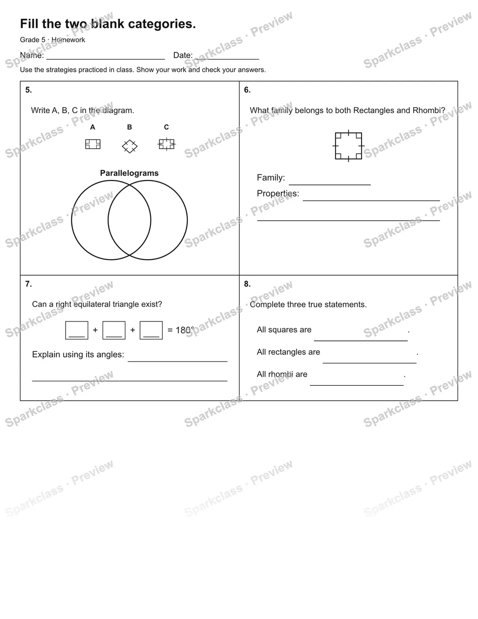 Fill the two blank categories. — Homework — page 2