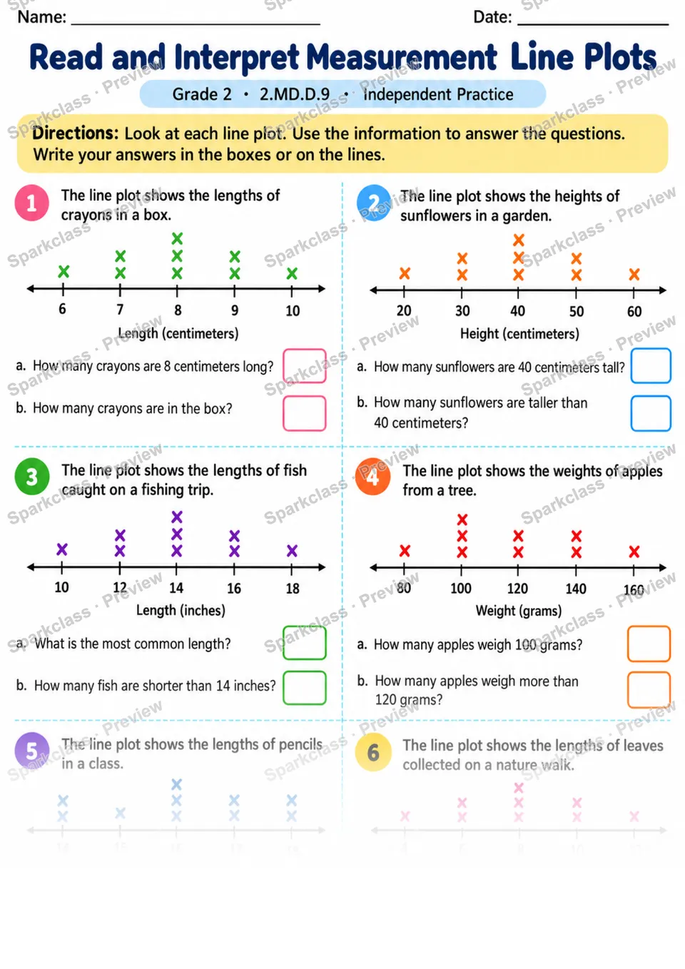 2.MD.D.9 · Line Plot Independent — Grade 2 worksheet preview