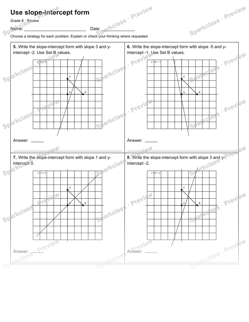 Use slope-intercept form — Review — page 2