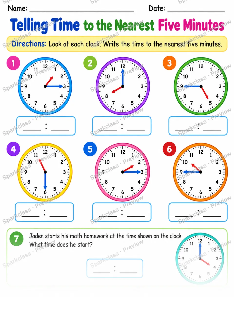 2.MD.C.7 · Time Warmup — Grade 2 worksheet preview