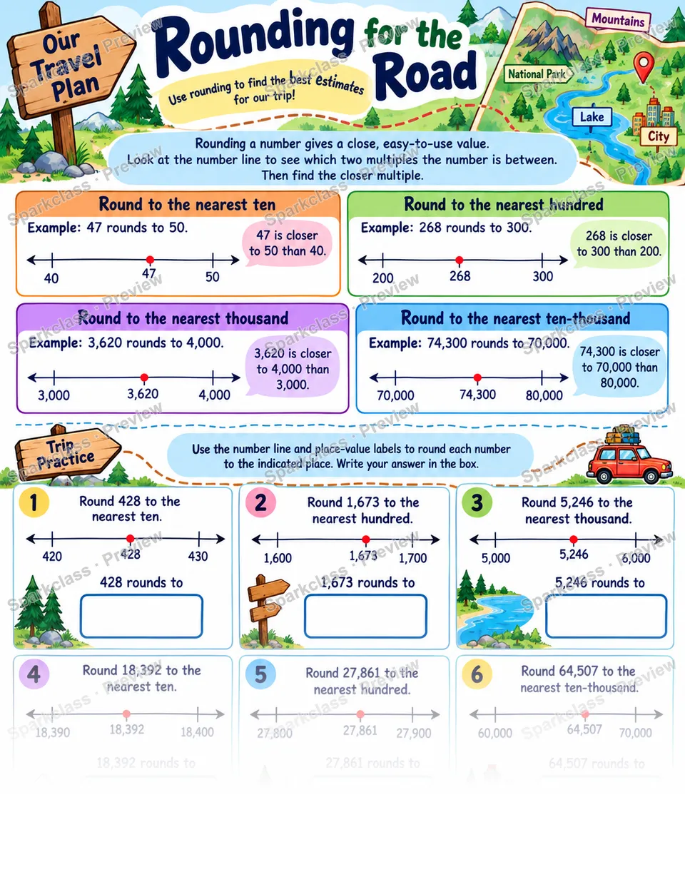 Round Multi-Digit Numbers — Grade 4 worksheet preview