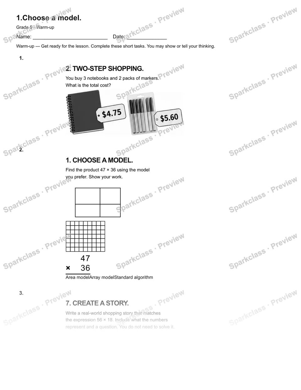1.Choose a model. — Warm-up — page 2
