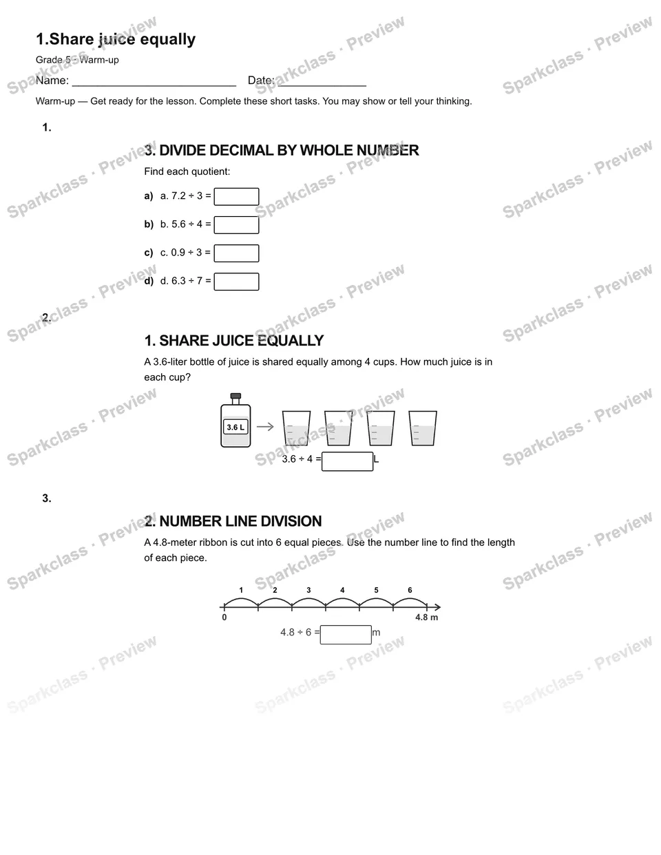 1.Share juice equally — Warm-up — page 2