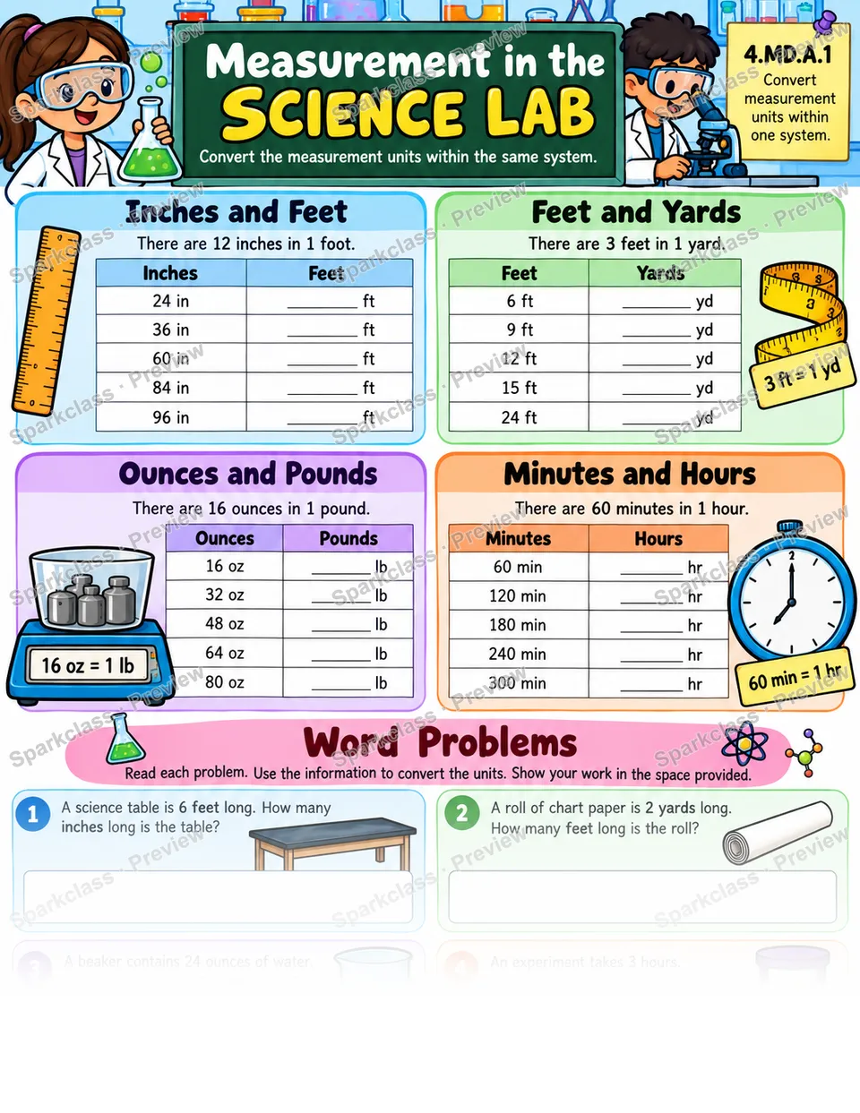Unit Conversion · Science Lab — Grade 4 worksheet preview
