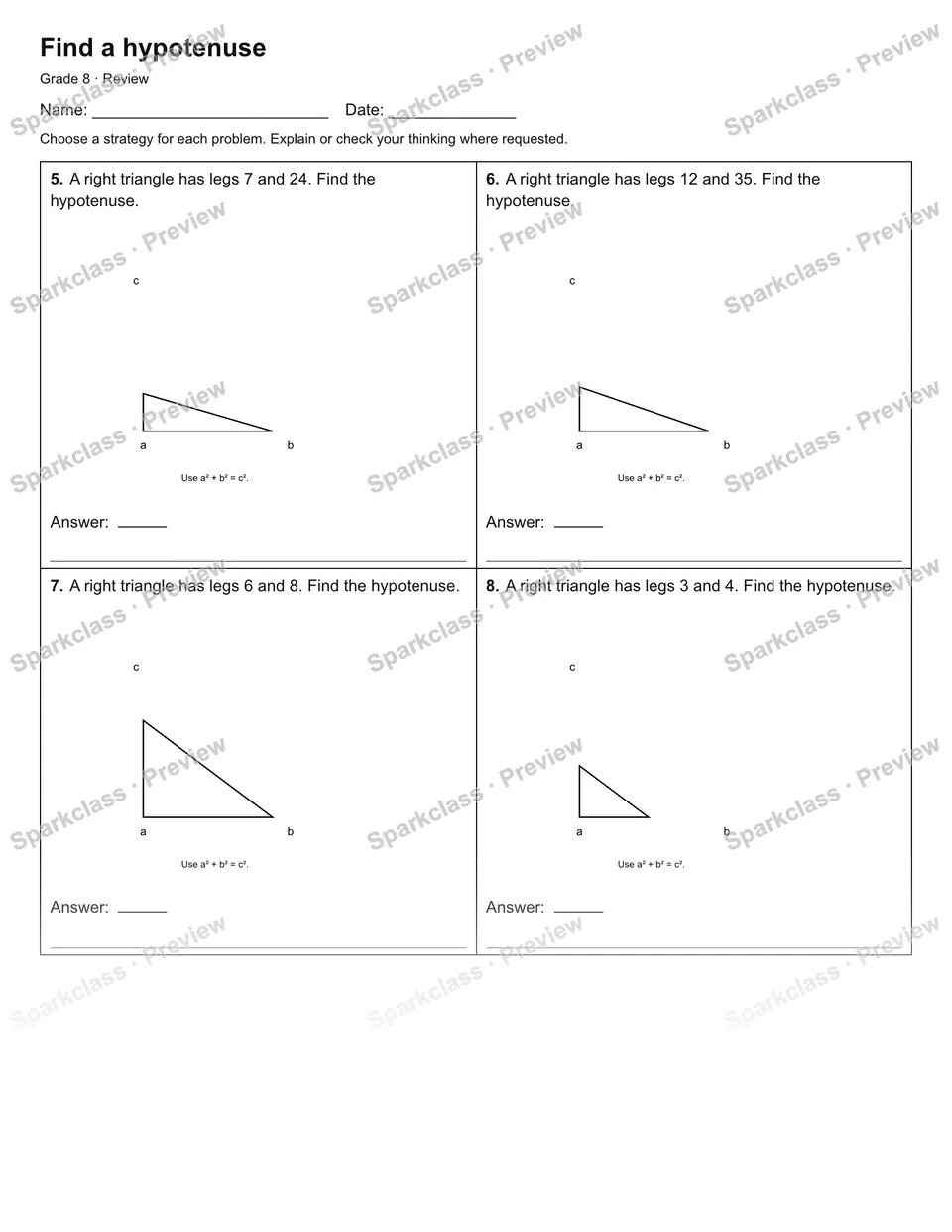Find a hypotenuse — Review — page 2
