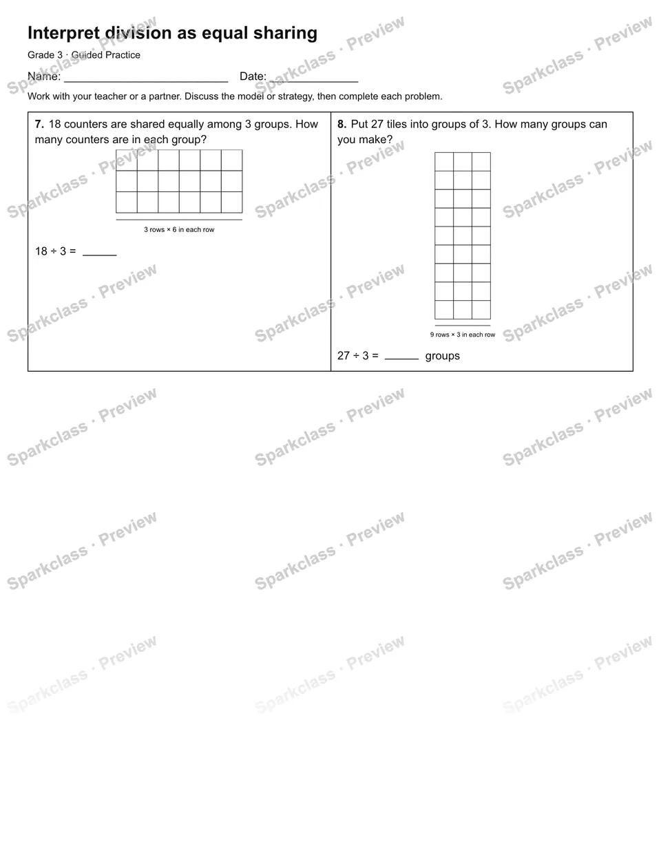 Interpret division as equal sharing — Guided Practice — page 2