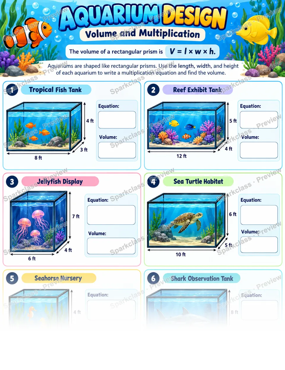 Use Multiplication to Find Volume — Grade 5 worksheet preview