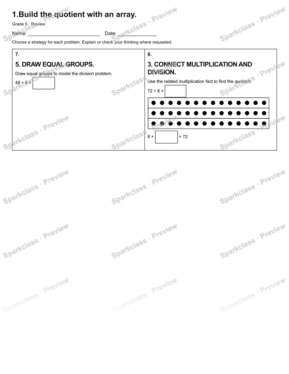 1.Build the quotient with an array. — Review — page 2