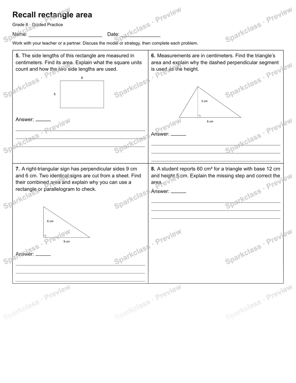 Recall rectangle area — Guided Practice — page 2