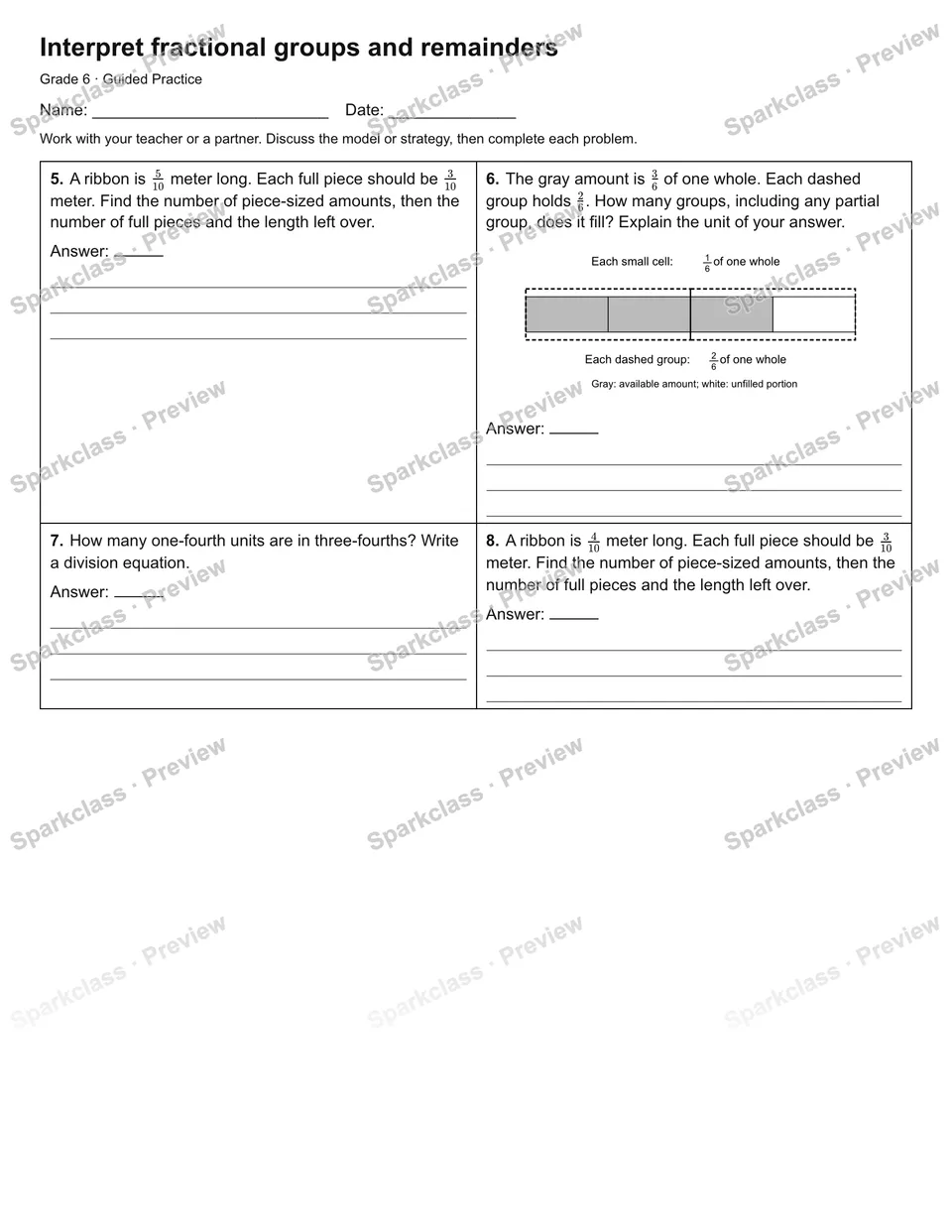 Interpret fractional groups and remainders — Guided Practice — page 2