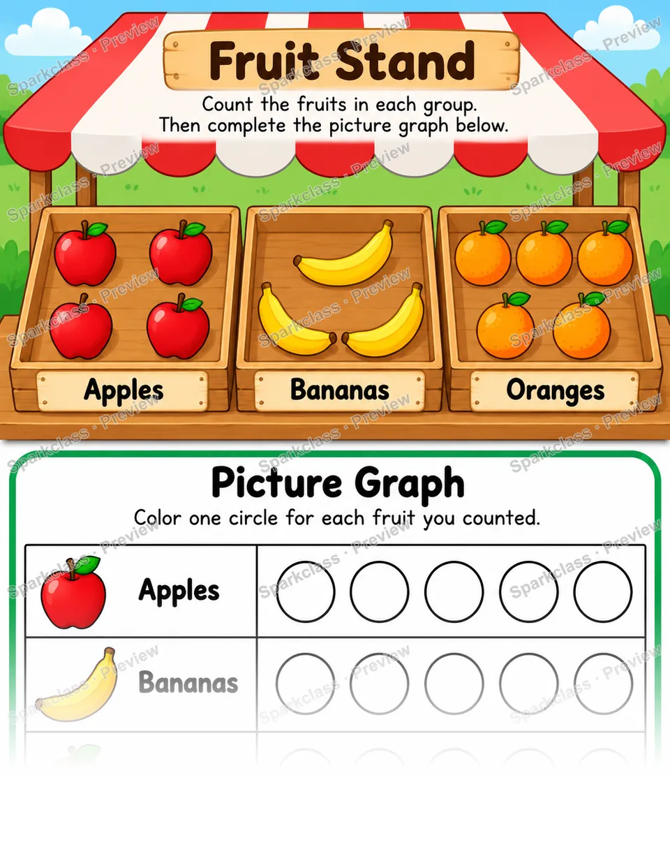 Basic Count Categories · Picture Graph — Kindergarten worksheet preview