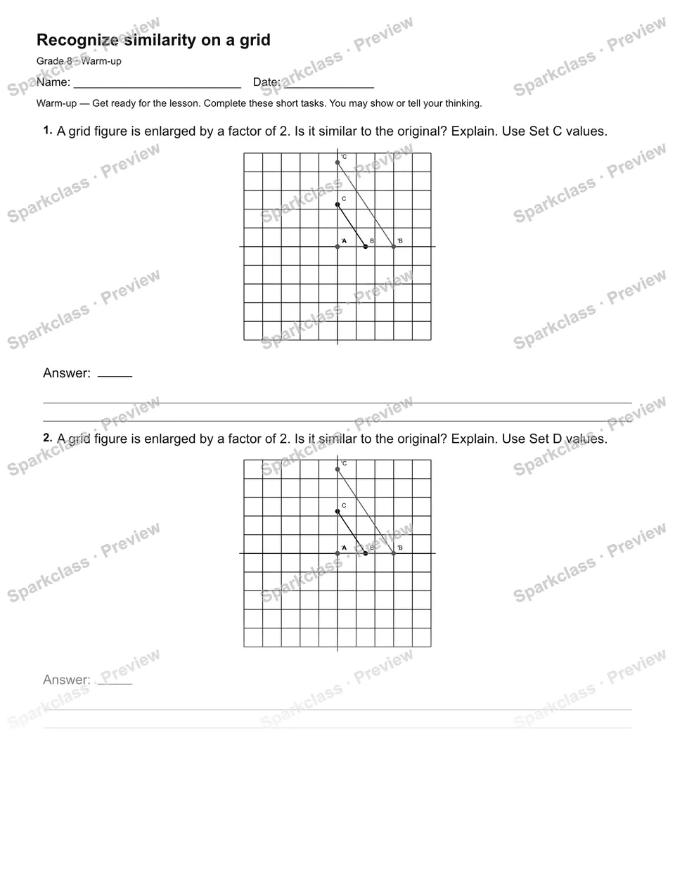 Recognize similarity on a grid — Warm-up — page 2