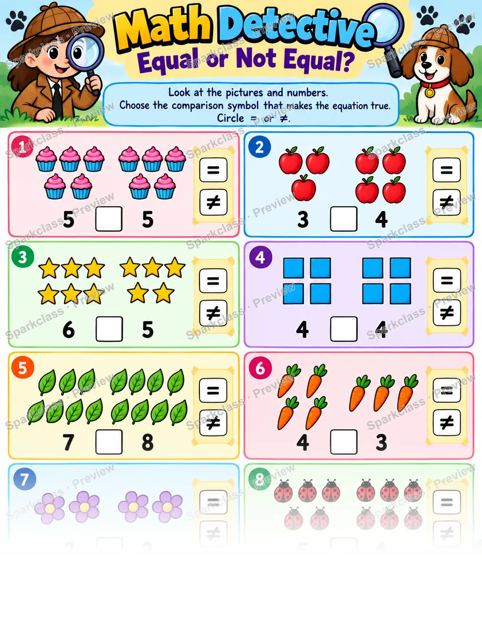 Missing Relation — Grade 1 worksheet preview