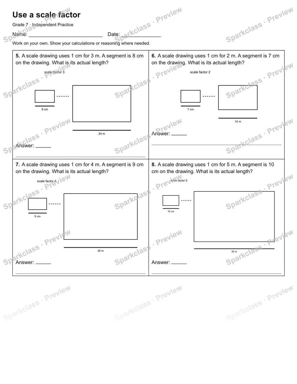 Use a scale factor — Independent Practice — page 2