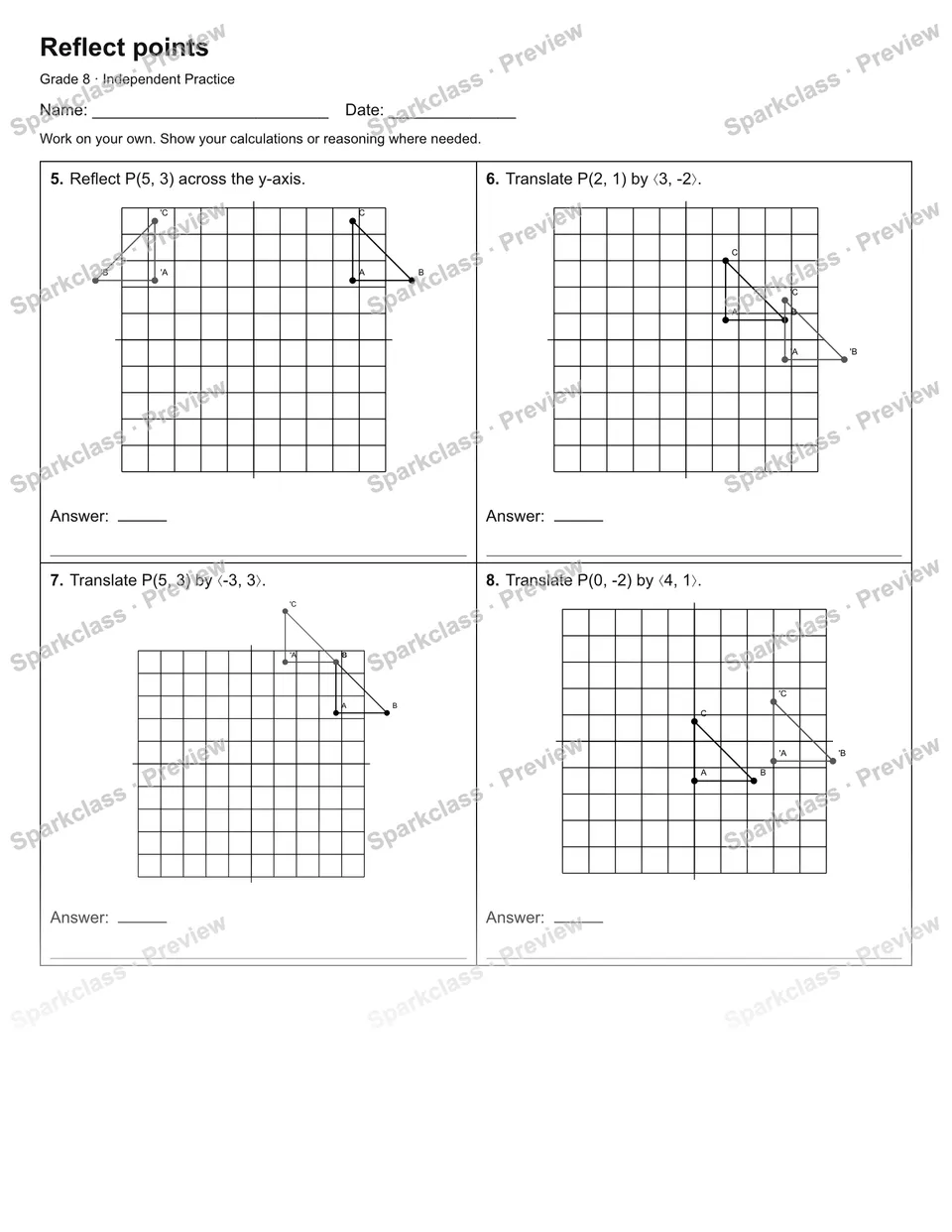 Reflect points — Independent Practice — page 2