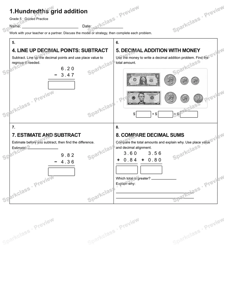 1.Hundredths grid addition — Guided Practice — page 2