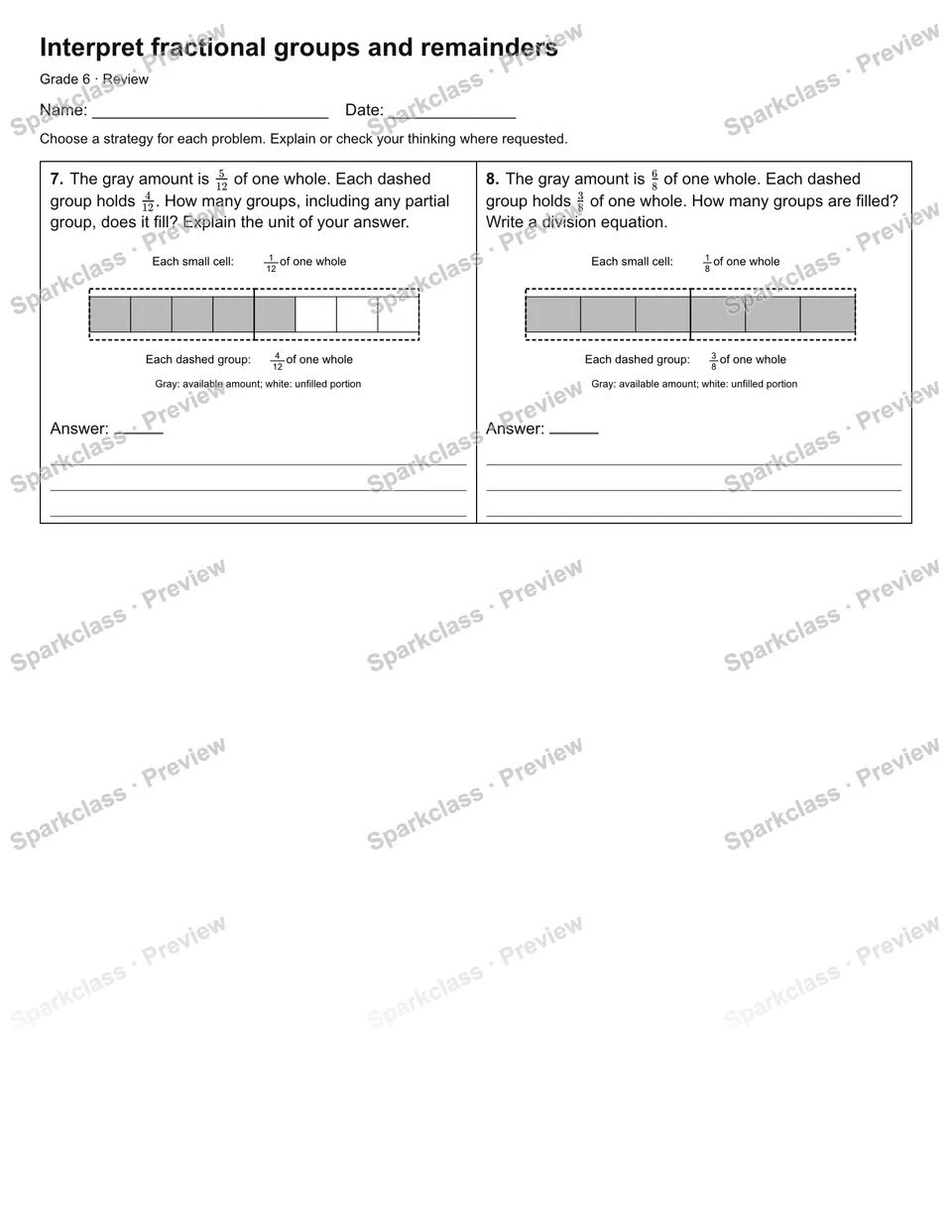 Interpret fractional groups and remainders — Review — page 2