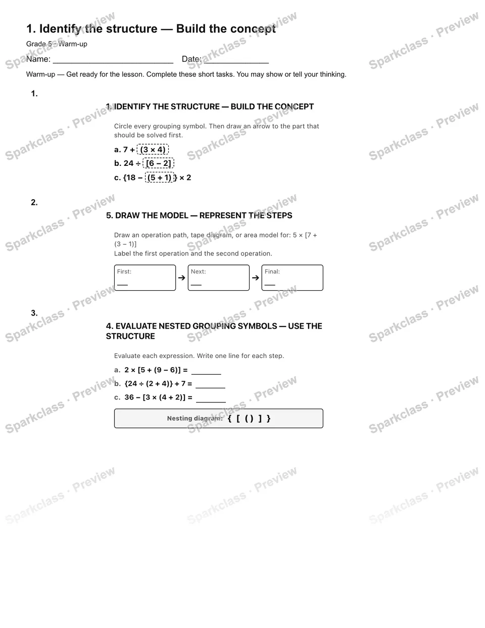 1. Identify the structure — Build the concept — Warm-up — page 2