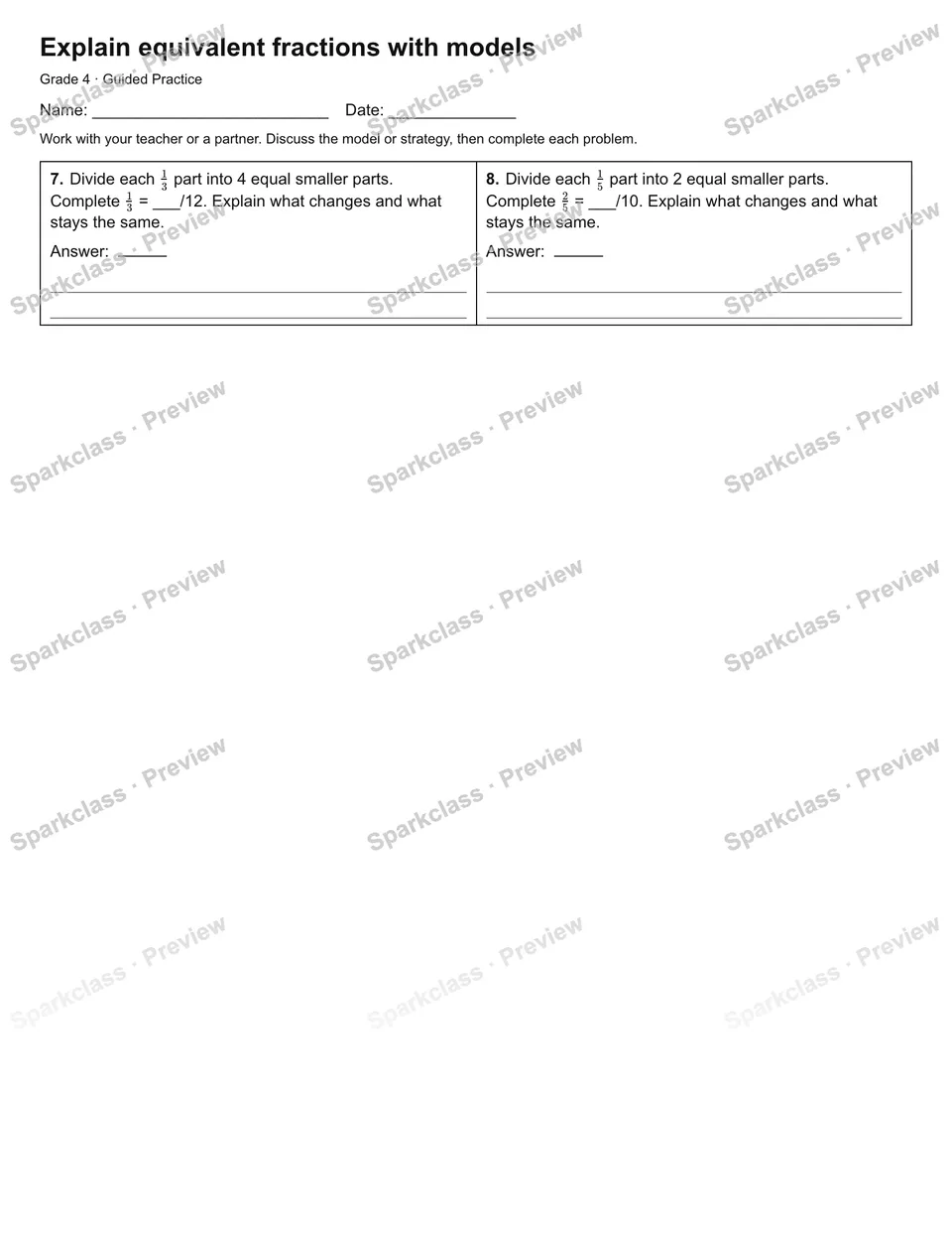 Explain equivalent fractions with models — Guided Practice — page 2