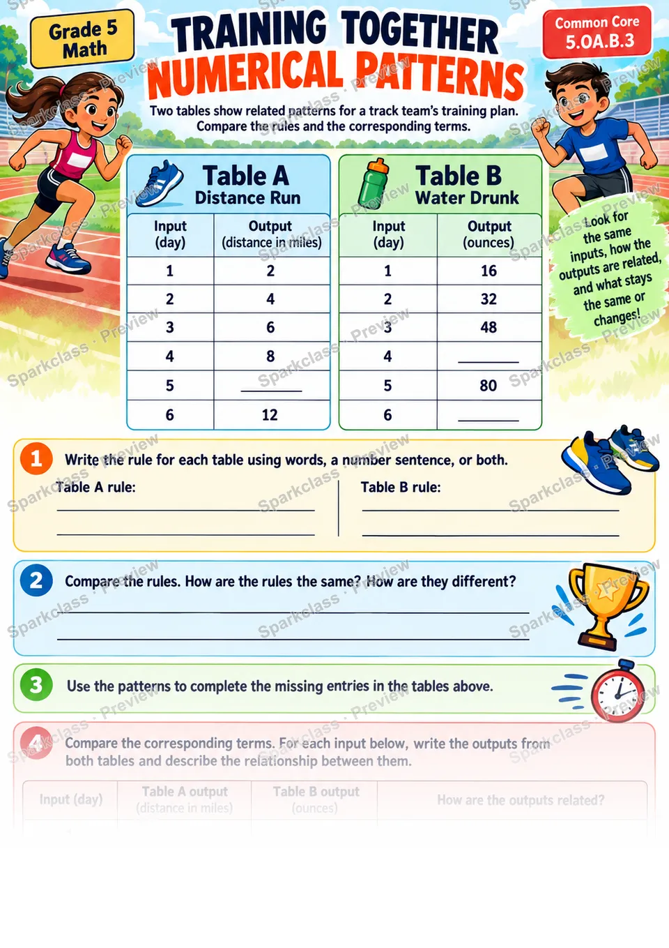 Analyze Related Patterns — Grade 5 worksheet preview