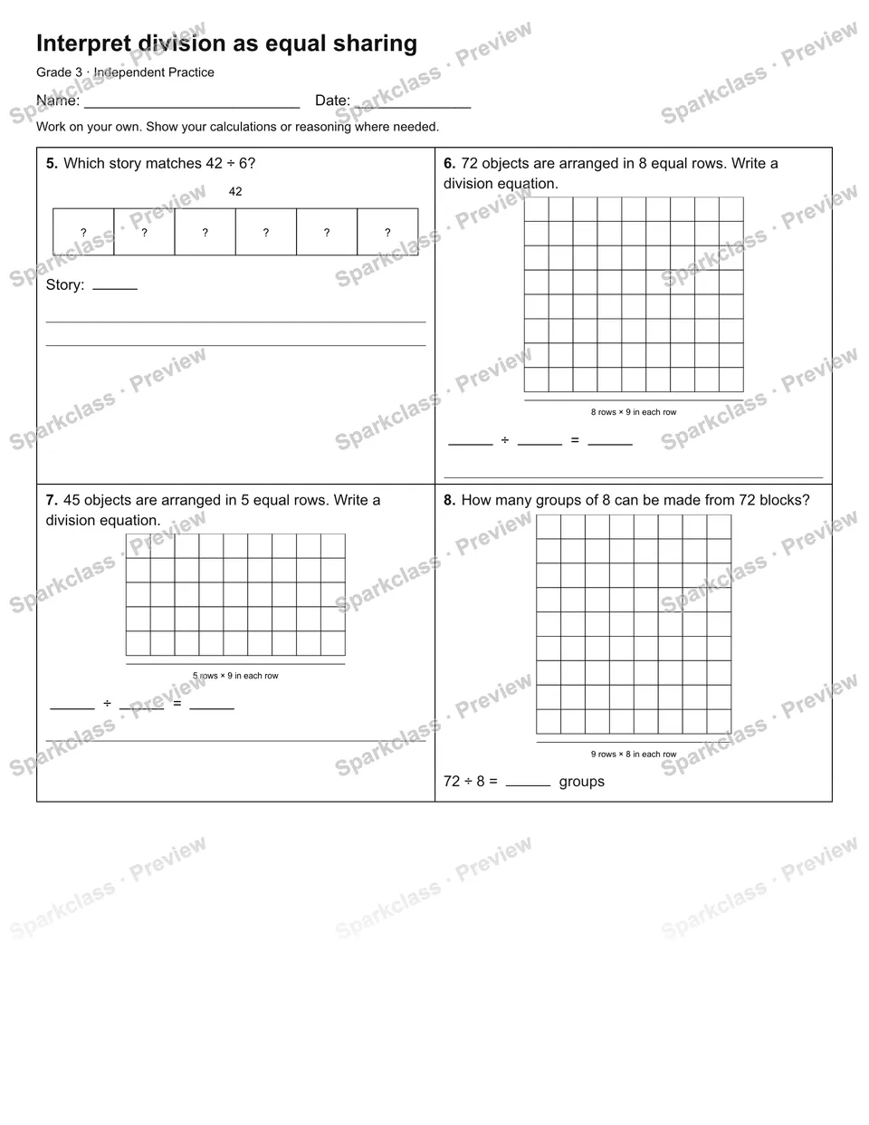 Interpret division as equal sharing — Independent Practice — page 2