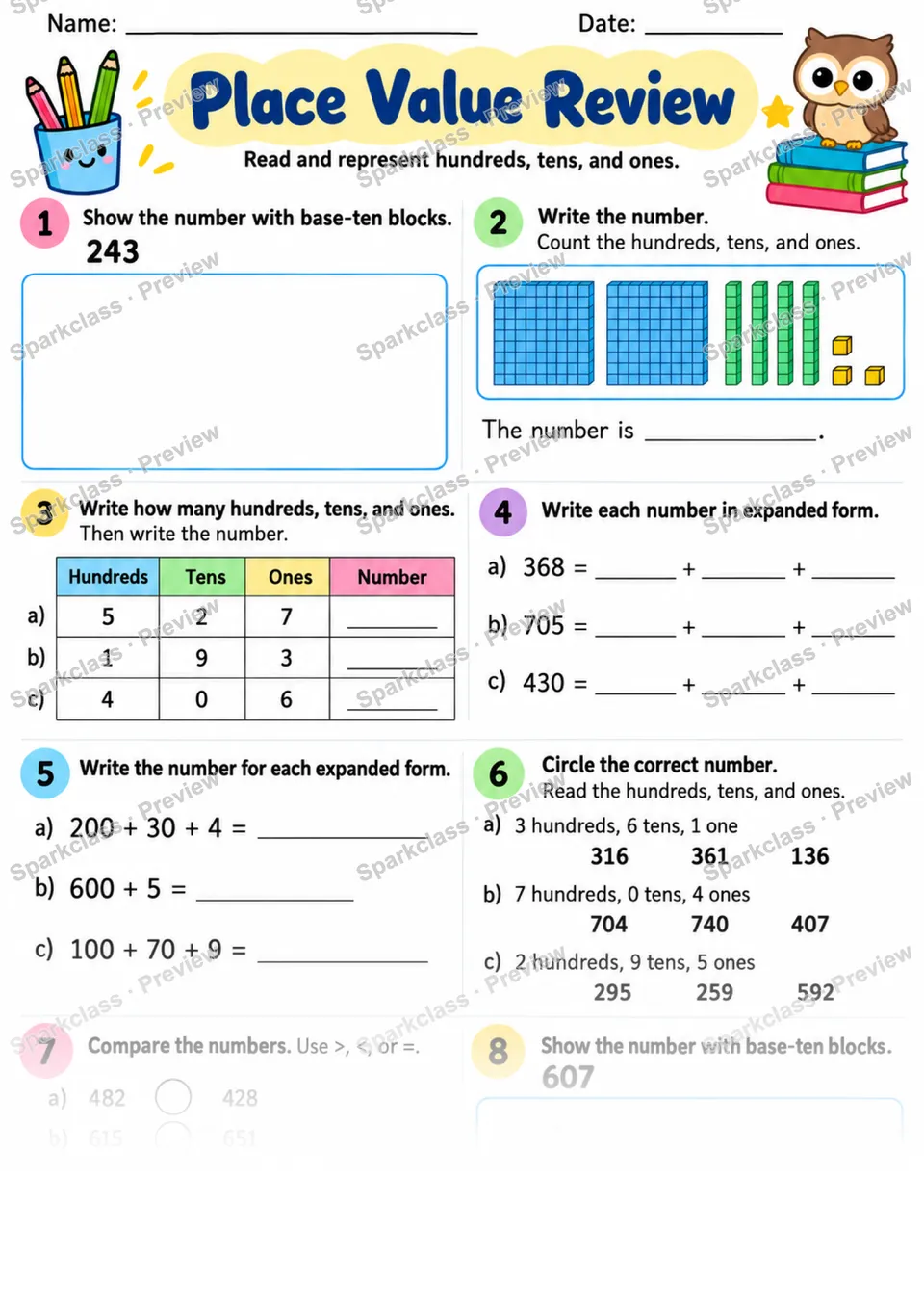 2.NBT.A.1 · Place Value Review — Grade 2 worksheet preview