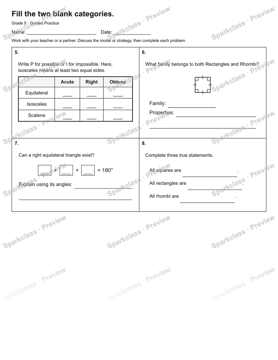 Fill the two blank categories. — Guided Practice — page 2