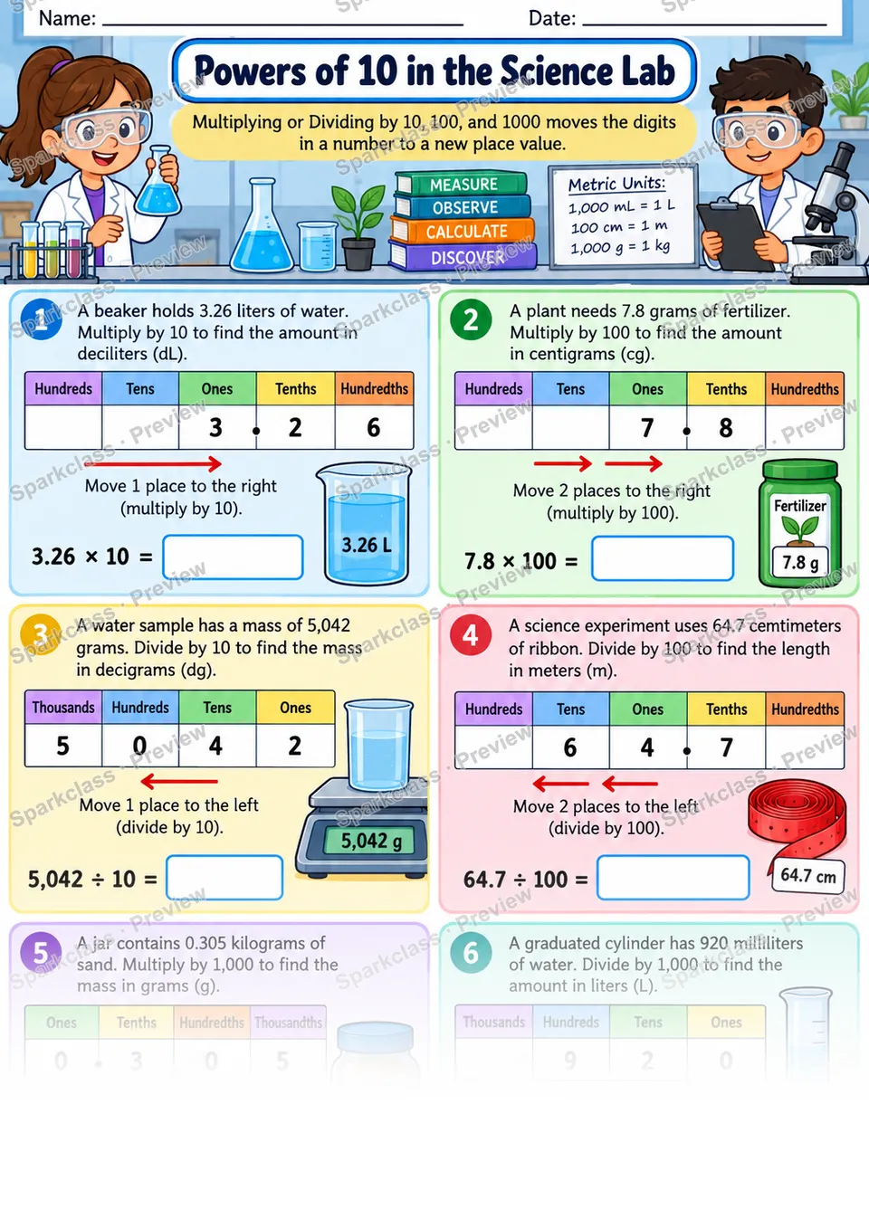 Powers of 10 and Place Value — Grade 5 worksheet preview