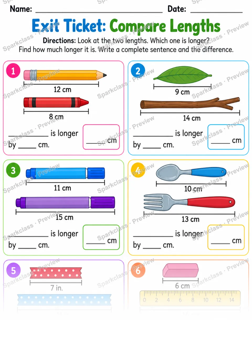 2.MD.A.4 · Length Difference Exit — Grade 2 worksheet preview