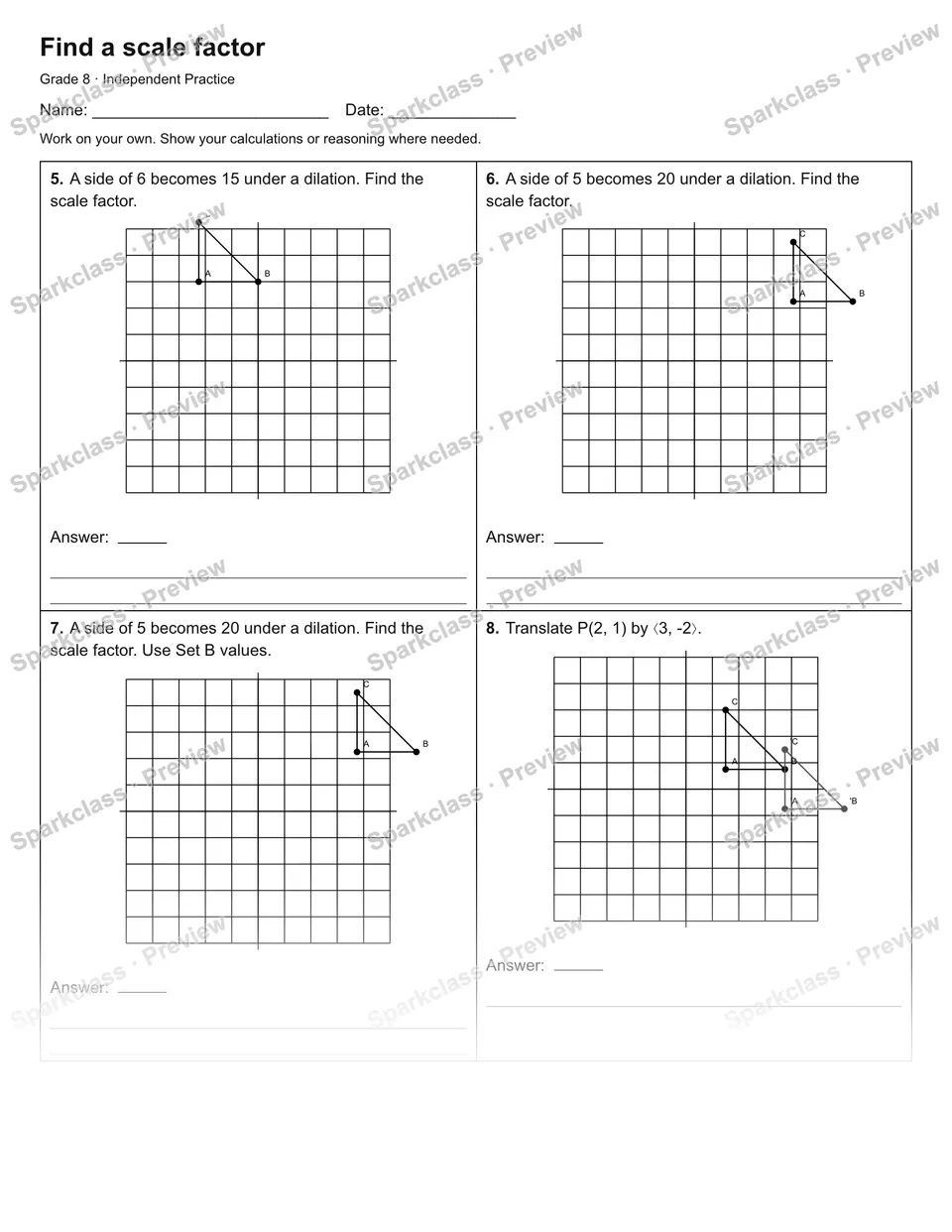 Find a scale factor — Independent Practice — page 2