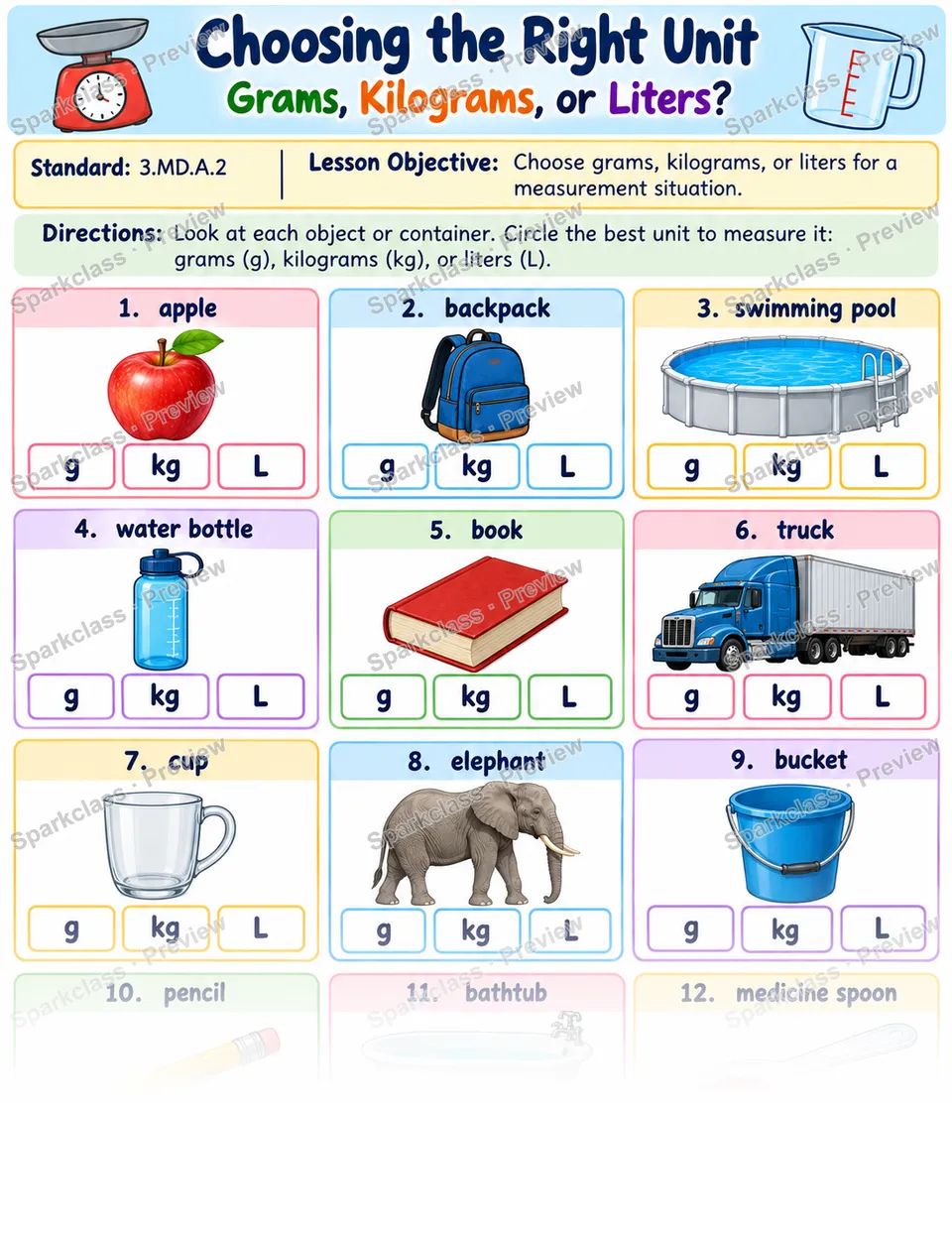 Choose Units 01 — Grade 3 worksheet preview